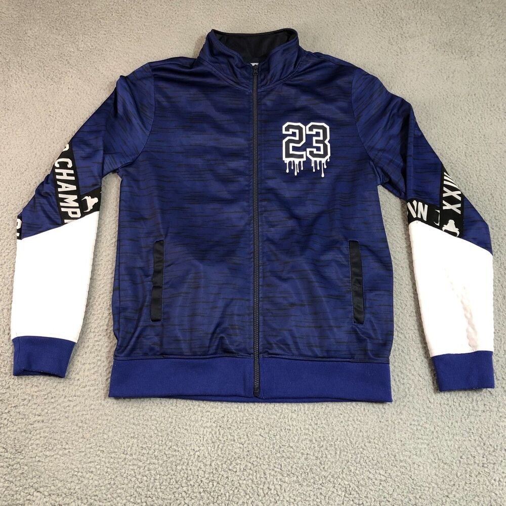Chicago Bulls Jacket Mens Medium Blue Huge Jordan #23 Nba Basketball Sportswear